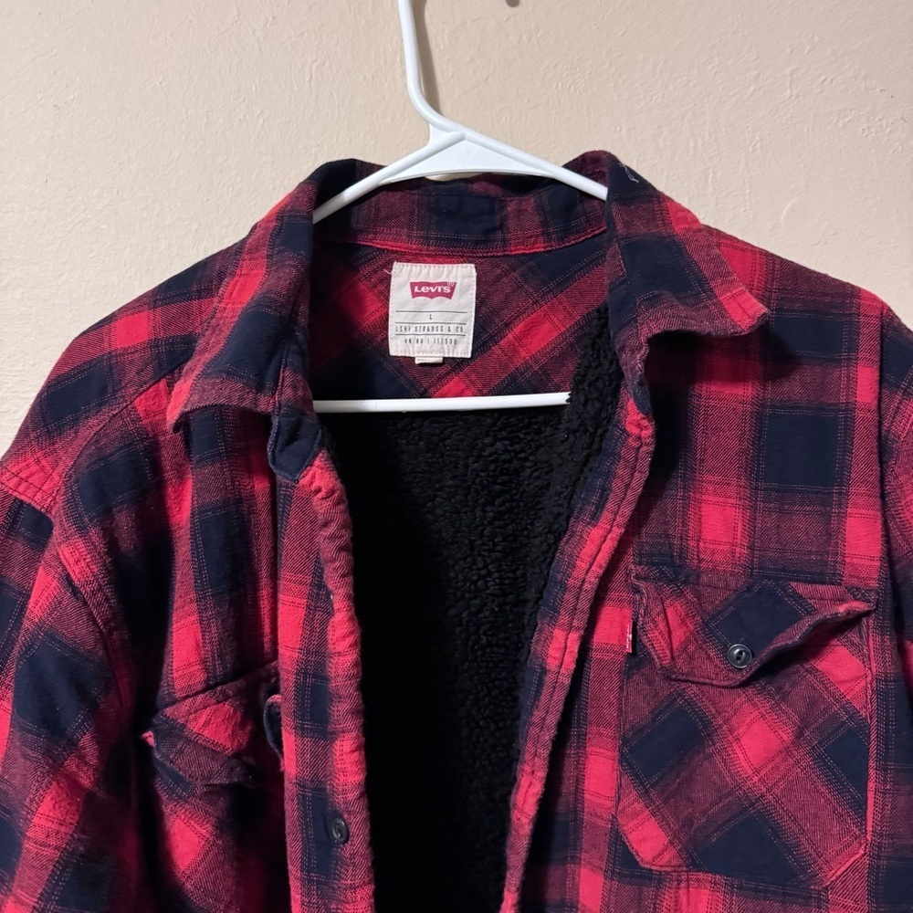 Levi’s buffalo plaid shacket sherpa lined flannel shirt - Picture 2 of 8